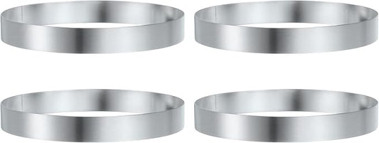 HARFINGTON 4Pcs Round Cake Ring 5.5 x 1 Inch Seamless Stainless Steel Pastry Mousse Dessert Ring Mirror Coating for Baking Cooking English Muffins Crumpet Making Tool