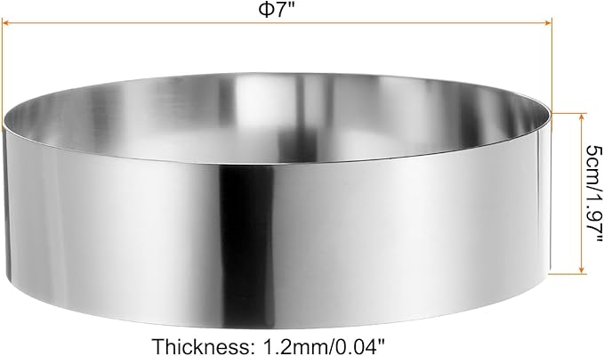 HARFINGTON 4PCS Round Cake Ring 7 x 2 Inch Seamless Stainless Steel Pastry Mousse Dessert Ring Mirror Coating for Baking Cooking Making Tool