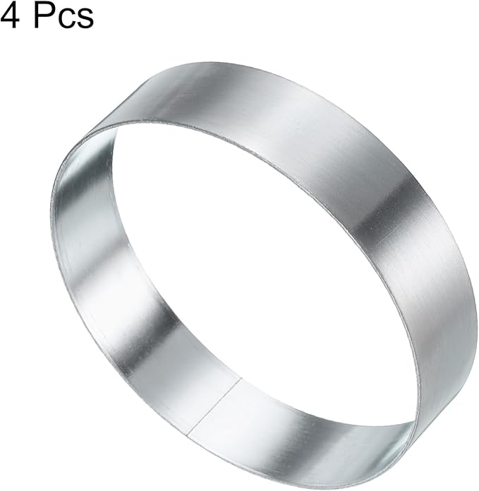 HARFINGTON 4Pcs Round Cake Ring 3.15 x 1 Inch Seamless Stainless Steel Pastry Mousse Dessert Ring Mirror Coating for Baking Cooking English Muffins Crumpet Making Tool