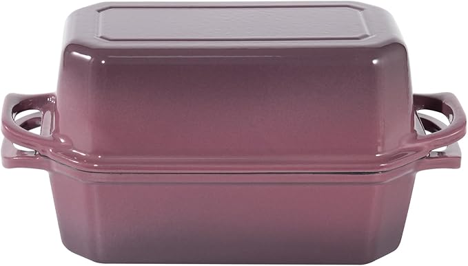 Bread Pan Cast Iron Loaf Pan with Lid Bread Loaf Pan 8.5x4.5 Inch Loaf Pan Enameled Cast Iron Sourdough Loaf Pan, Magenta