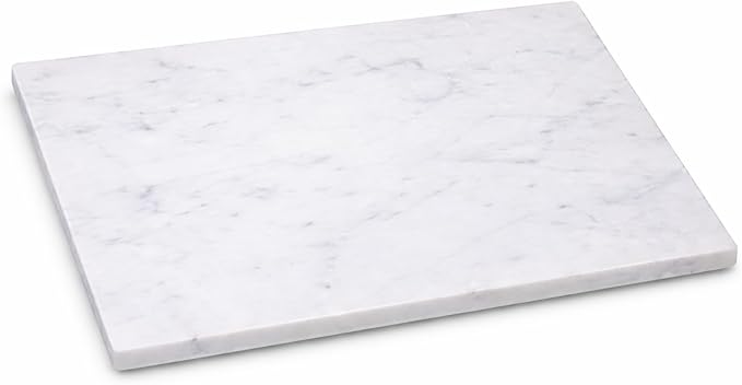 Marble Pastry & Cutting Board – 10x14 Inch Natural Stone Slab with Non-Slip Feet for Dough, Cheese, Baking, Serving, Charcuterie, Trivet – Easy to Clean Gift Tray.