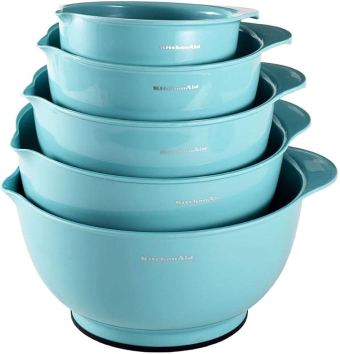 KitchenAid KE178OSAQA Classic Mixing Bowls, Set of 5,Aqua Sky 2