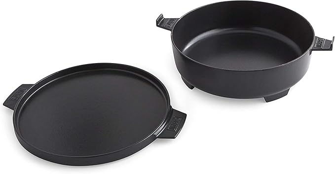 Weber Duo Dutch Oven, 7.25 Qt – Multi-Purpose Porcelain‑Enameled Cast‑Iron Dutch Oven & Flat‑Top Griddle-Style Lid