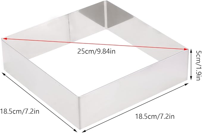 BESTonZON 7.3 Inch Square Cake Ring Stainless Steel Baking Tool for Diy Pastry Mousse Cookie Bread Cutter Mold Kitchen Accessory