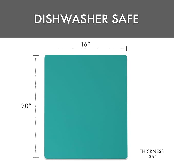 Dexas NSF Certified Polysafe Pastry Board, 16 x 20 inches, Reversible Kitchen Cutting Board, Teal Green