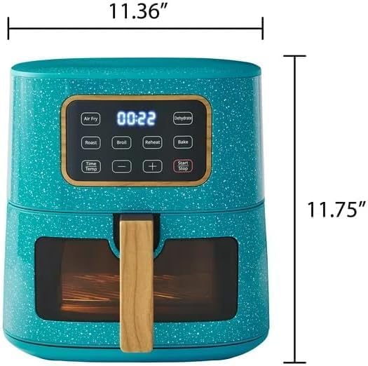 Fast PLL-ne!r 5.8 Quart Air Fryer, Teal Speckle – Family-Size Digital Air Fryer with Rapid Heat Technology, Nonstick Basket, Energy Efficient Design, Easy Clean, Country Chic Kitchen Appliance