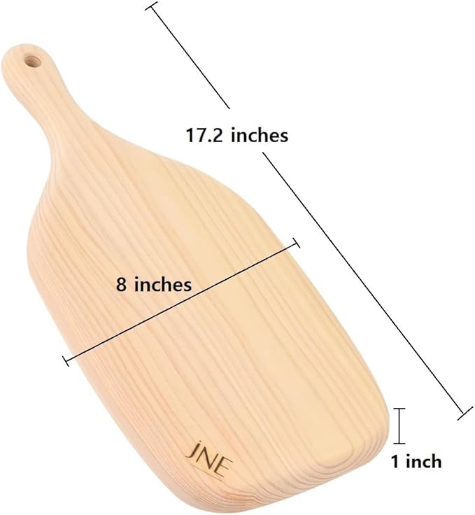 Hinoki Cypress Reversible Wood Cutting Board, 17.2" x 8" x1", Chopping Board, Bread and Cheese Board, Serving Board, Solid Single Piece, No Joint, No Glue