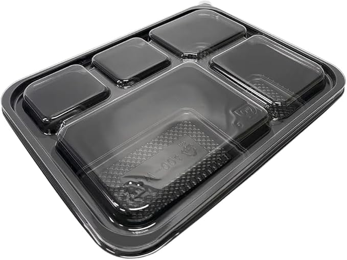 5 Compartment Meal Prep Containers With Lids - (200 Pack) Plastic Food Bento Boxes Stackable Reusable Disposable Microwaveable Safe