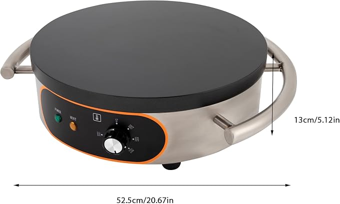 16" Crepe Maker 1500W 110V Commercial Electric Crepe Maker Non-Stick Pancake Baking Machine Single Pan Pancakes Maker Adjustable Temperature Control for Pancake Pan Griddle BBQ