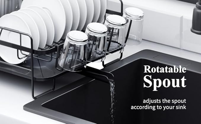 Large Dish Drying Rack-Extendable DishRack, Multifunctional Dish Rack for KitchenCounter, Anti-Rust Dish Drainers with Cutlery &Cup Holders 19.2"-26.7" Lx12.9 W