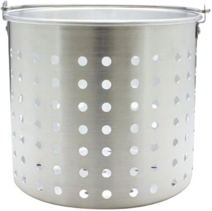 TrueCraftware- 24 qt. Aluminum Steamer Basket 11-3/8" x 9-1/2" fits 24 qt. Stock Pot- Steamer Cookware Basket Insert Steamer Basket Insert for Veggie Fish Seafood Cooking