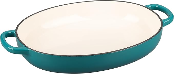 Enameled Oval Cast Iron Dutch Oven Pot with Lid, Bread Dutch Oven for Sourdough Bread Baking, Dutch Oven Bread, Bread Oven, 6QT, Darkcyan