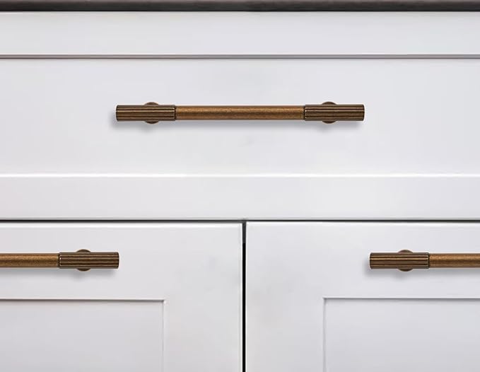 khtumeware 3-1/2 Inch(89mm) Hole Center 10 Pack,Antique Brass Cabinet Pulls Heavy Duty Solid Vintage Brass Kitchen Drawer Handles Antique Bronze Cabinet Hardware for Cupboard Drawer Handles