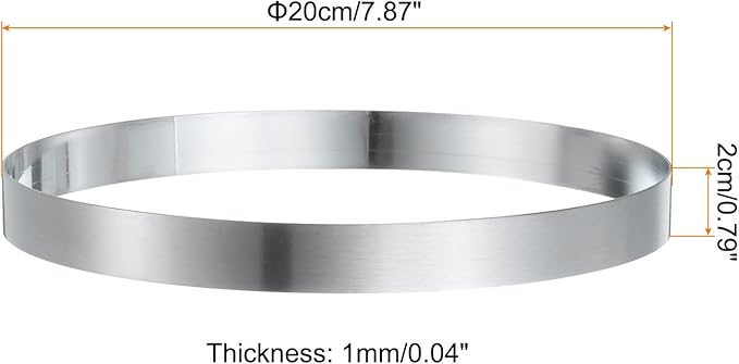 HARFINGTON 4Pcs Round Cake Ring 7.87 x 1 Inch Seamless Stainless Steel Pastry Mousse Dessert Ring Mirror Coating for Baking Cooking English Muffins Crumpet Making Tool