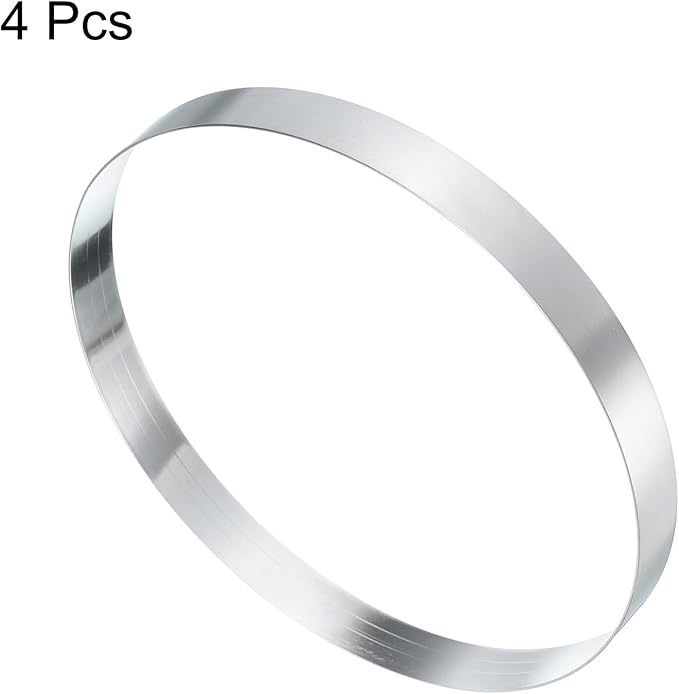 HARFINGTON 4Pcs Round Cake Ring 7.48 x 1 Inch Seamless Stainless Steel Pastry Mousse Dessert Ring Mirror Coating for Baking Cooking English Muffins Crumpet Making Tool