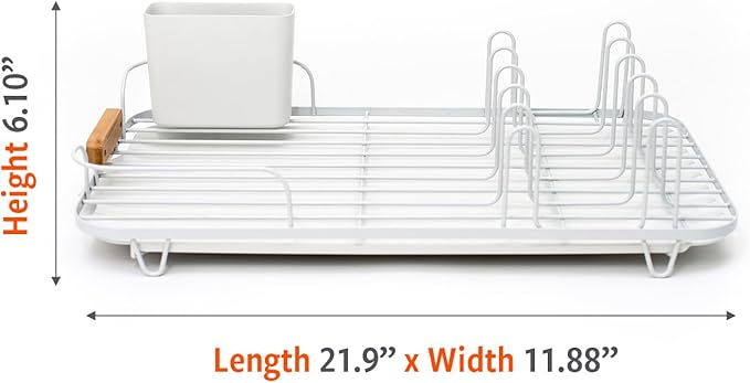 Full Circle Dish Jockey Extra Large Dish Drying Rack – Space Saving Drying Rack for Kitchen Counter – Stainless Steel and Recycled Plastic Drainer with Holders for Plates, Cutlery, Pots and Pans