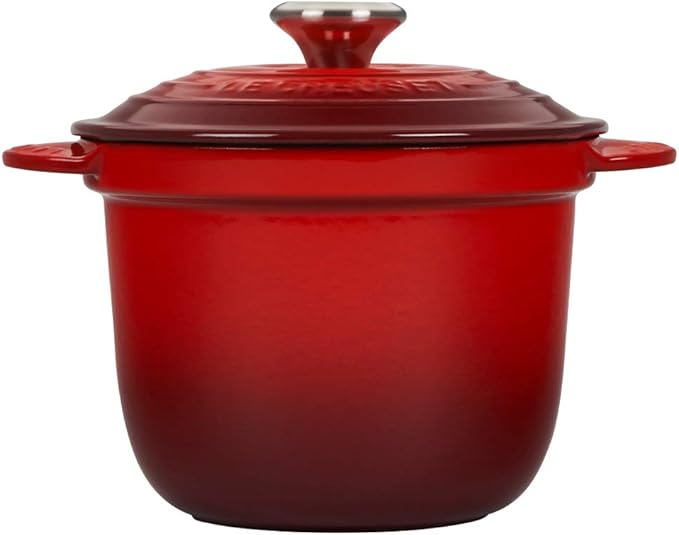Le Creuset Enameled Cast Iron Rice Pot with Lid & Stoneware Insert, 2.25 qt., Cerise