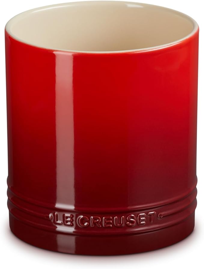 Le Creuset Stoneware Signature Straight Wall Utensil Crock, 1 qt., Cerise