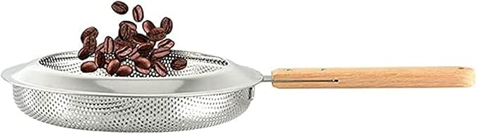 Coffee Roasting Tool, Stainless Steel Coffee Roaster with Wooden Handle, Home Kitchen Baking Tool