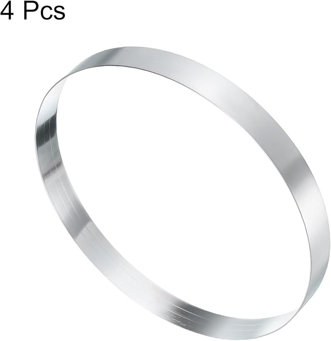HARFINGTON 4Pcs Round Cake Ring 7.09 x 1 Inch Seamless Stainless Steel Pastry Mousse Dessert Ring Mirror Coating for Baking Cooking English Muffins Crumpet Making Tool