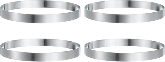HARFINGTON 4Pcs Round Cake Ring 7.48 x 1 Inch Seamless Stainless Steel Pastry Mousse Dessert Ring Mirror Coating for Baking Cooking English Muffins Crumpet Making Tool
