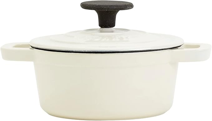 Smith & Clark 1-Quart Enameled Cast Iron Dutch Oven Pot with Lid, Ivory White
