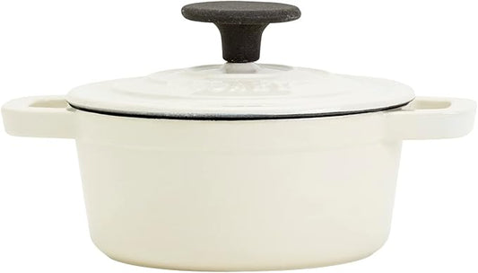 Smith & Clark 1-Quart Enameled Cast Iron Dutch Oven Pot with Lid, Ivory White