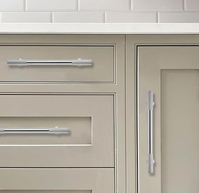 khtumeware 4 Inch(102mm) Hole Center 10 Pack Polished Chrome Cabinet Pulls Heavy Duty Soild Kitchen Drawer Handles Cabinet Hardware for Cupboard Drawer Handles Dresser Pulls