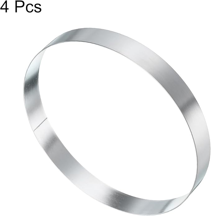 HARFINGTON 4Pcs Round Cake Ring 6.3 x 1 Inch Seamless Stainless Steel Pastry Mousse Dessert Ring Mirror Coating for Baking Cooking English Muffins Crumpet Making Tool