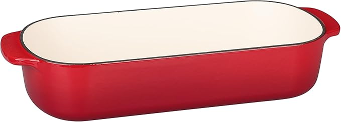 Enameled Cast Iron Loaf Pan with Lid, Bread pan, Dutch Oven Bread pan for Homemade Sourdough Bread Baking, 12.5x5.5 inch, 5qt, Red