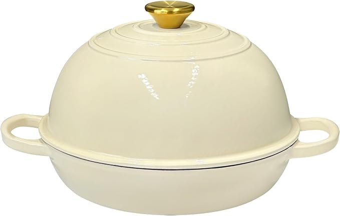 Bread Dutch Oven for Sourdough Bread Baking – Cast Iron Dutch Oven Pot with Lid, Enameled Bread Baker, 6 Quart/26cm White