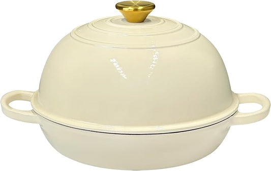 Bread Dutch Oven for Sourdough Bread Baking – Cast Iron Dutch Oven Pot with Lid, Enameled Bread Baker, 6 Quart/26cm White