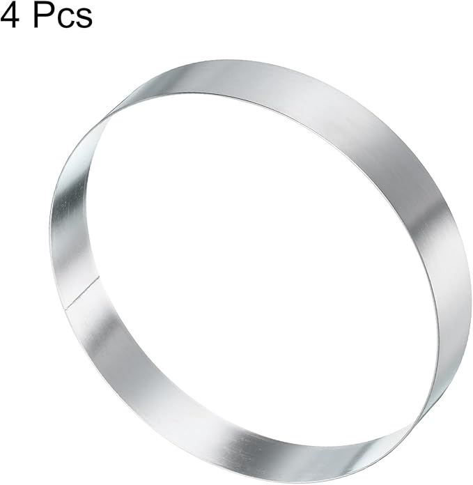 HARFINGTON 4Pcs Round Cake Ring 5.5 x 1 Inch Seamless Stainless Steel Pastry Mousse Dessert Ring Mirror Coating for Baking Cooking English Muffins Crumpet Making Tool