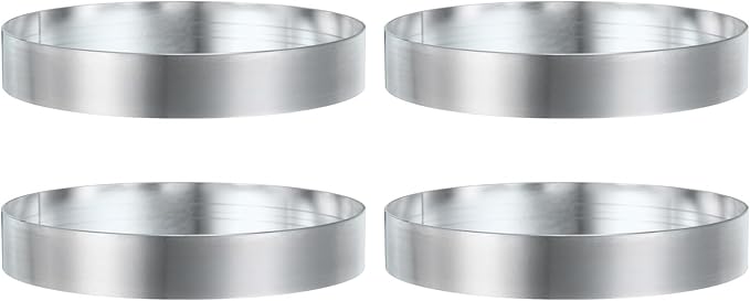 HARFINGTON 4Pcs Round Cake Ring 4.72 x 1 Inch Seamless Stainless Steel Pastry Mousse Dessert Ring Mirror Coating for Baking Cooking English Muffins Crumpet Making Tool