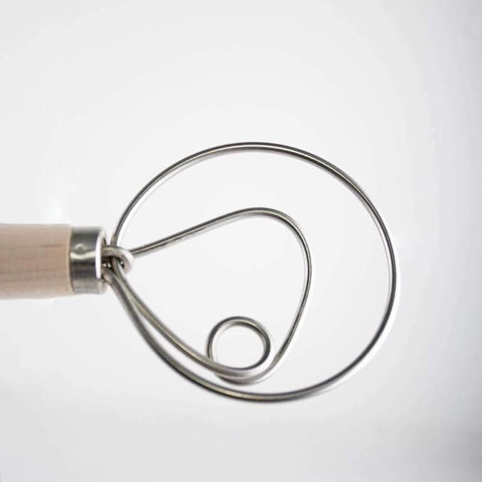 Lehman's Old Country Maple Dough Mixing Whisk Baking Tool Quick Mixing 12"