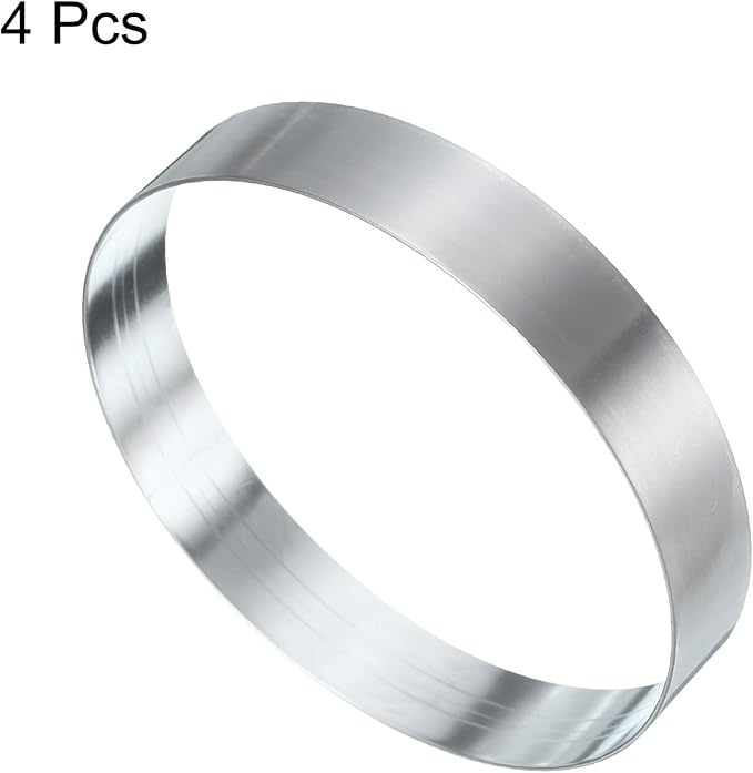 HARFINGTON 4Pcs Round Cake Ring 4.33 x 1 Inch Seamless Stainless Steel Pastry Mousse Dessert Ring Mirror Coating for Baking Cooking English Muffins Crumpet Making Tool