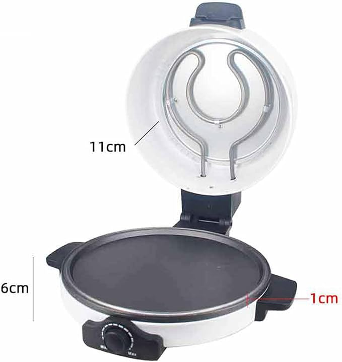 12 Inch Countertop Pizza Maker, Electric Pizza Oven Bread Maker Machine for Kitchens with Adjustable Temperature, Stainless Steel Heating Coil + Non-Stick Coating