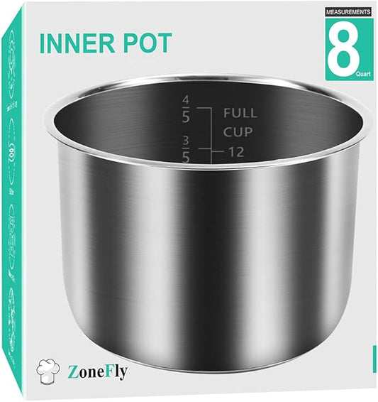 Original 8Qt Power Cooker XL Replacement Inner Pot Stainless Steel Compatible with 8 Quart Power Pressure Cooker Model PPC772 (or #PPC772) PPC780 (or #PPC780) and WAL3 Stainless Steel Inner Pot Parts