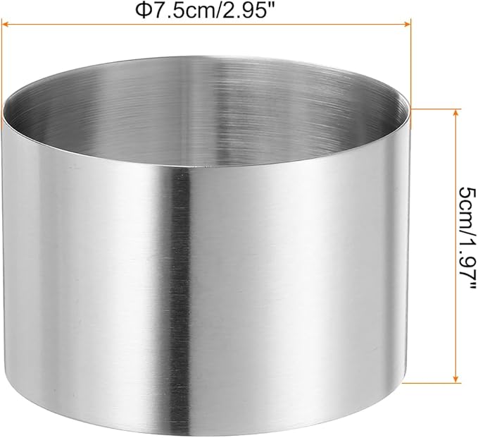HARFINGTON 4PCS Round Cake Ring 2.95 x 2 Inch Seamless Stainless Steel Pastry Mousse Dessert Ring Mirror Coating for Baking Cooking Making Tool