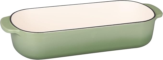 Enameled Cast Iron Loaf Pan with Lid, Bread pan, Dutch Oven Bread pan for Homemade Sourdough Bread Baking, 12.5x5.5 inch, 5qt, Pistachio Green