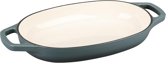 Enameled Cast Iron Oval Dutch Oven Pot with Lid, Dutch Oven for Sourdough Bread Baking, Oval Bread Pan, Bread Oven, Bread Dutch Oven, 5qt, Slateblue