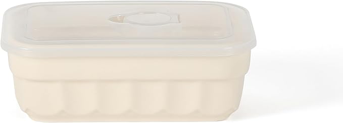 Martha Stewart Broadbrook 6 Piece Stoneware Meal Prep Container Set with Lids, Rectangular Food Storage & Bakeware, Cream, Oven, Microwave & Dishwasher Safe