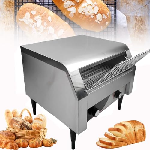 Commercial Conveyor Toaster Catering Conveyor Toaster Electric Bread Maker 150/300/450 Pieces/Hour Automatic Oven Intelligent Temperature Control (Silver 450)