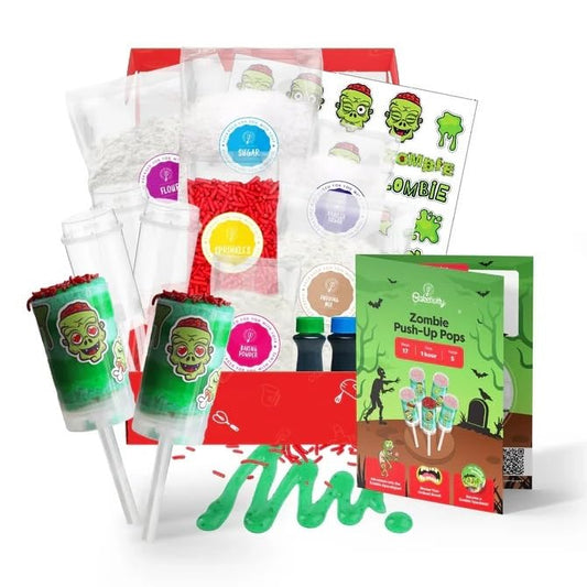 Zombie Push-Up Pops Baking Kit for Kids Halloween Baking Kit with Pre-Measured Ingredients Zombie Decorations & Step-by-Step Guide DIY Cake & Pudding Push-Up Pops Kit Fun Family Activity Party Gift