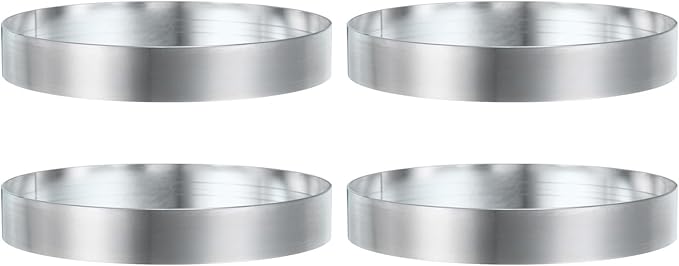 HARFINGTON 4Pcs Round Cake Ring 5.12 x 1 Inch Seamless Stainless Steel Pastry Mousse Dessert Ring Mirror Coating for Baking Cooking English Muffins Crumpet Making Tool