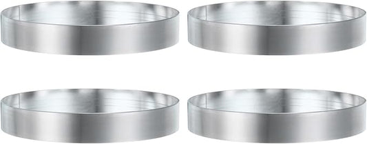 HARFINGTON 4Pcs Round Cake Ring 5.12 x 1 Inch Seamless Stainless Steel Pastry Mousse Dessert Ring Mirror Coating for Baking Cooking English Muffins Crumpet Making Tool