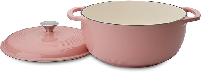 Mercer Culinary Enameled Cast Iron Round Dutch Oven, 6 qt., Pink