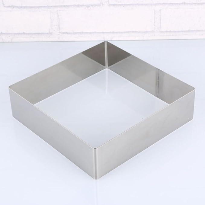 BESTonZON Square Stainless Steel Cake Ring 10 Inch Mousse Mold Baking Tool for Pastries Desserts and Cookies Reusable Non-Stick Baking Accessory