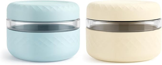 2 Pack 16 oz Glass Lunch Bowl Containers with Lids | Leak & Spill Proof, BPA-Free, Microwave & Dishwasher Safe, Airtight Meal Prep & Food Storage Jar for Lunch, Salad, Soup, Oats, Stew, Yogurt