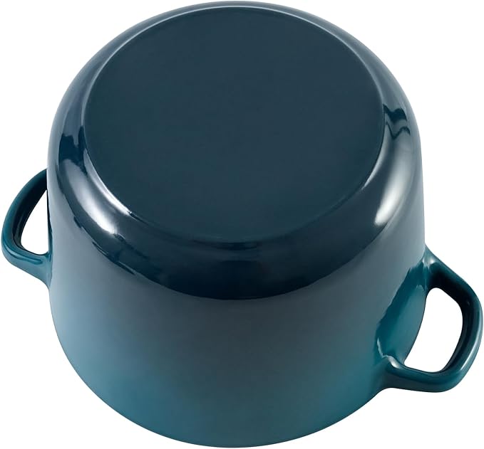 Dutch Oven Pot with Lid 1.8 qt Cast Iron Dutch Oven for Bread Baking DarkCyan Enameled Cast Iron Rice Pot with Handels